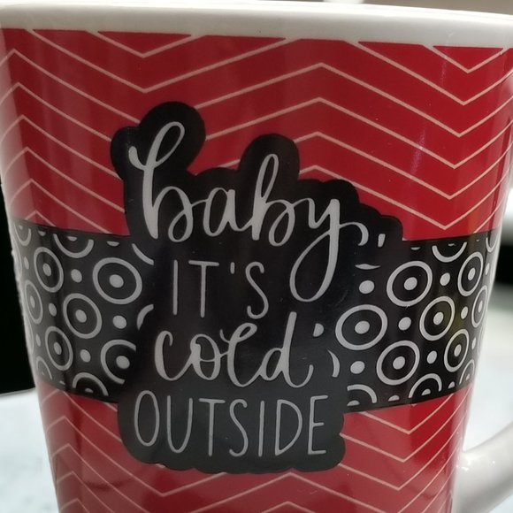 Coffee/Tea/Hot Coco Mug, 2022 Baby It's Cold Outside Winter Red/Black CoffeeCup - Picture 6 of 6